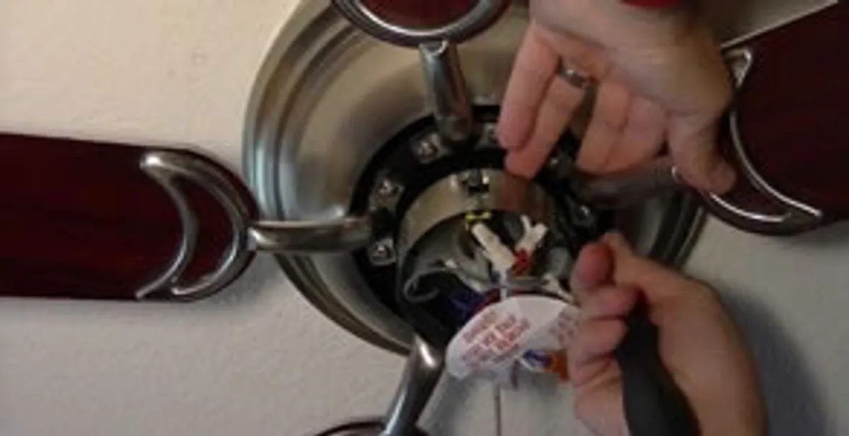Ceiling fan installation with electrical wiring and mounting by professional electrician in Grand Rapids, MI