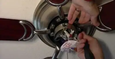 Ceiling fan installation with electrical wiring and mounting by professional electrician in Grand Rapids, MI